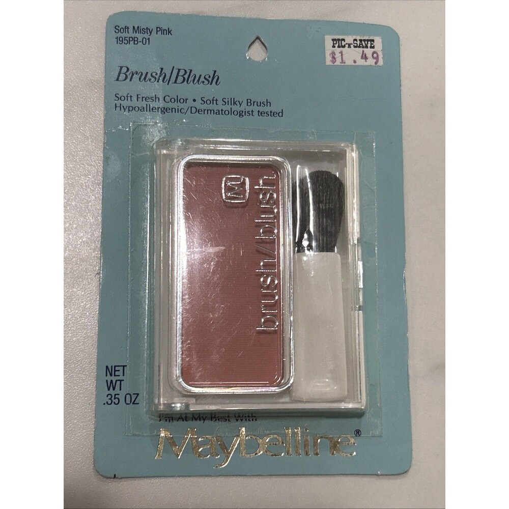 Vintage 80’s Maybelline Brush Blush SOFT MISTY PINK 195PB-01 .35 oz NOS